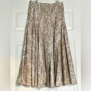 MICHAEL Michael Kors Brushstroke A-line Pleated Hemp Midi Skirt